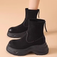 羊绒真皮厚底短靴女2025新款 秋季 加绒厚底马丁靴复古切尔西瘦瘦靴