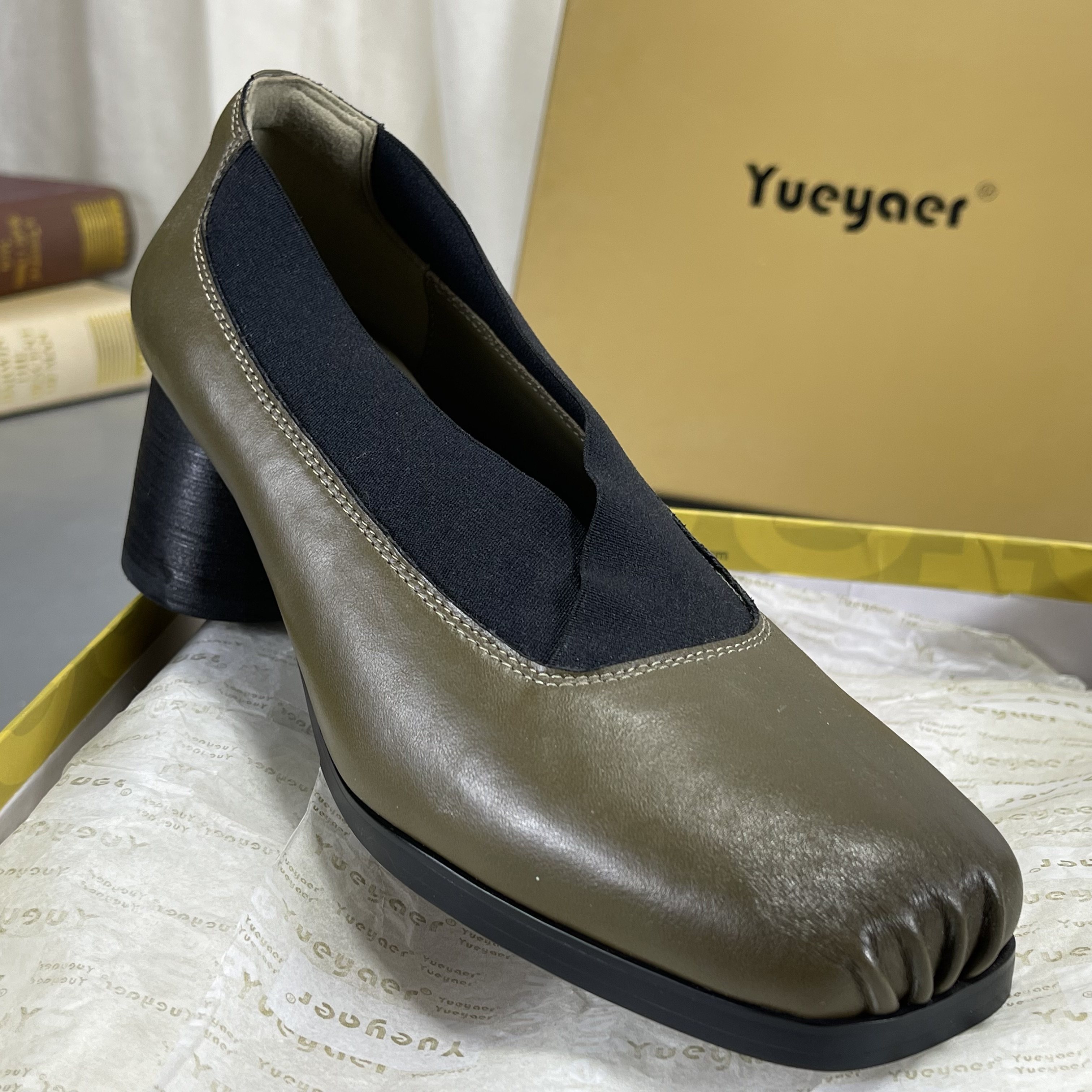 月芽儿正品撤柜头层牛皮玛丽珍鞋女2026春新款方头粗跟方头奶奶鞋,女鞋,浅口单鞋,淘宝优惠券,粉丝福利购,淘宝优惠卷