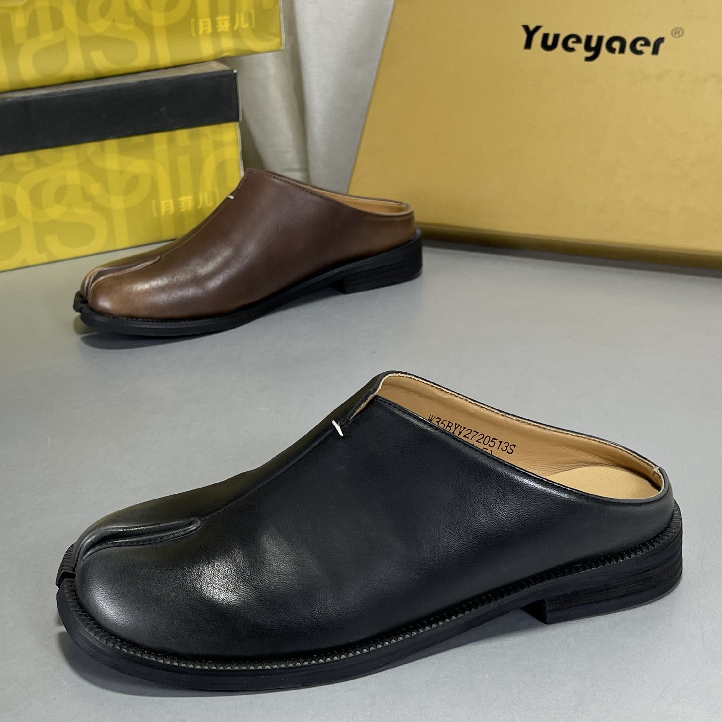 月芽儿复古包头拖鞋女分脚趾厚底复古真皮半拖鞋休闲一脚蹬穆勒鞋,女鞋,玛丽珍鞋,淘宝优惠券,粉丝福利购,淘宝优惠卷