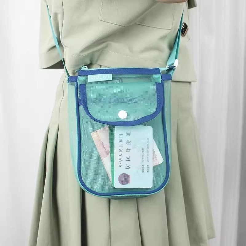 欧力益手机包网纱女斜挎包可爱小包单肩便携翻盖收纳袋拉链竖版