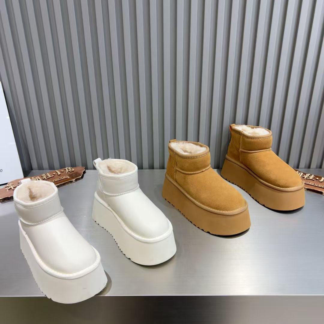 网红韩版厚底爆款雪地靴女加绒保暖增高面包短靴松糕小个子棉鞋飞