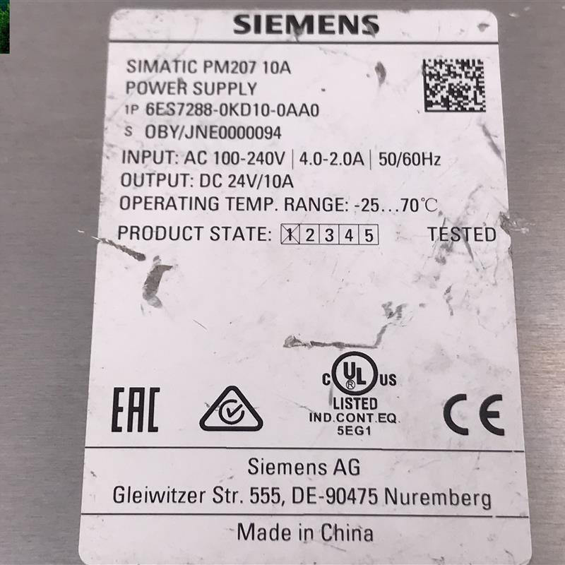 PM207 10A 开关电源 S7-200 Smart PLC 6ES7288-0KD10-0AA0