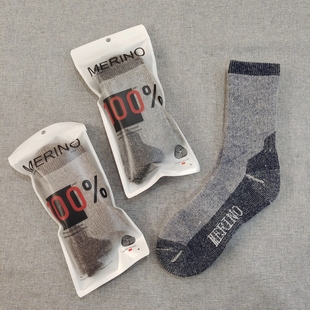100%美利奴羊毛袜加厚毛圈中高筒滑雪袜男女户外登山徒步运动袜子