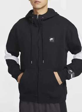 NIKE耐克男子连帽上衣祖母印花拼接薄绒保暖外套HJ0637-009-010