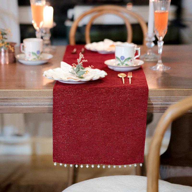 红色防水桌旗高端美式轻奢Miss Peony茶几鞋柜盖巾新年氛围餐桌垫,居家布艺,桌旗,淘宝优惠券,粉丝福利购,淘宝优惠卷
