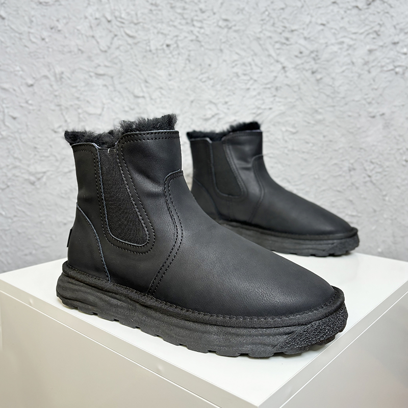 男士真皮毛一体套筒雪地靴