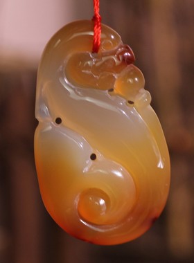 源饰界-天然冰彩玉髓挂件龙如意事事如意大号吊坠无伤裂71#