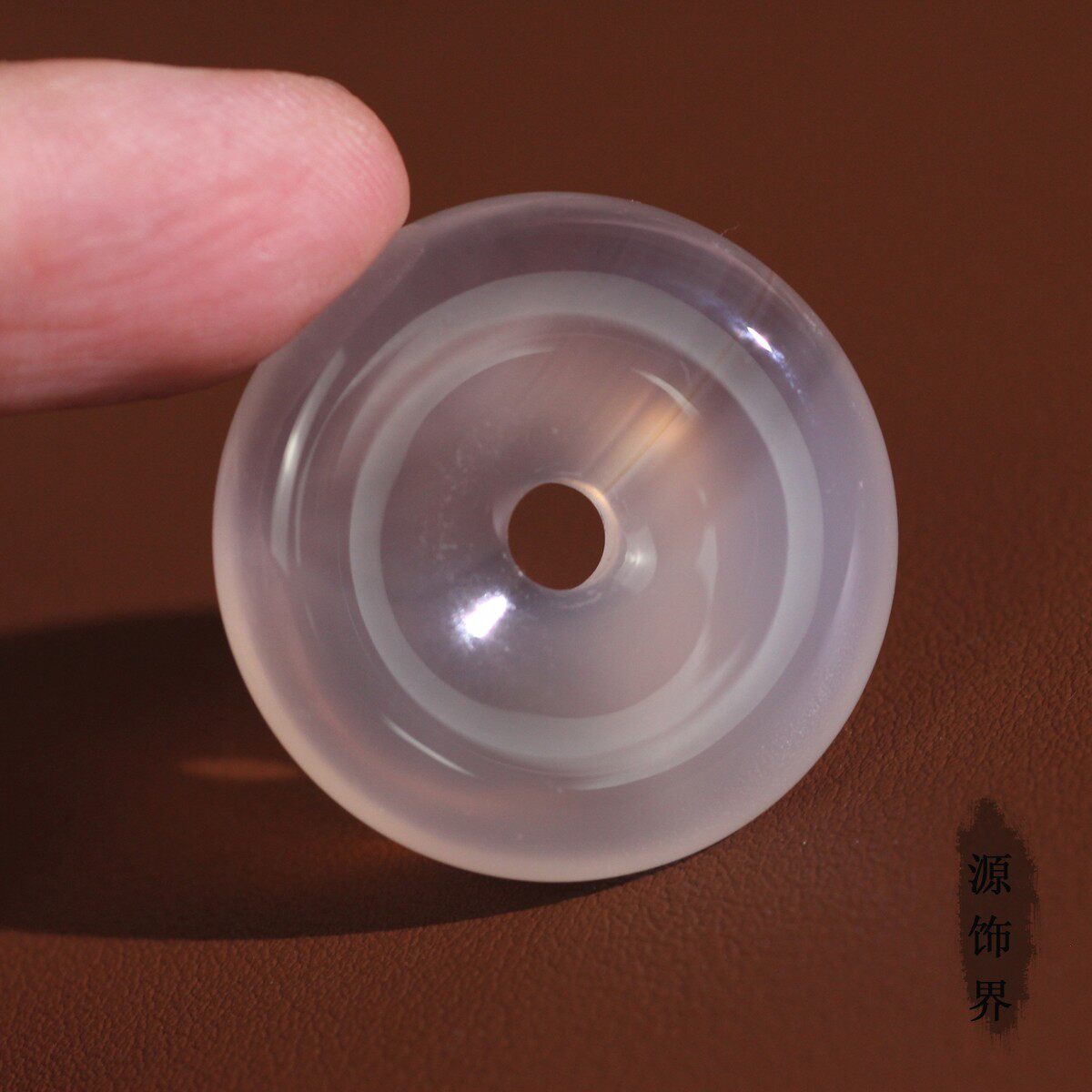 源饰界-天然玉石淡紫冰种玉髓平安扣挂件吊坠32mm无伤裂37#