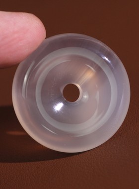 源饰界-天然玉石淡紫冰种玉髓平安扣挂件吊坠32mm无伤裂37#