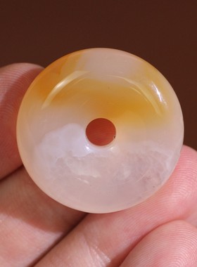 源饰界天然玉髓平安扣挂件玉石吊坠秀气小巧女款精美俏色表面小坑