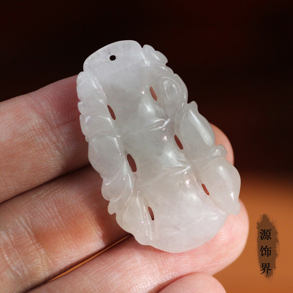 天然玉石A货缅甸翡翠糯化种（祝福）竹节蝙蝠挂件吉祥如意吊坠