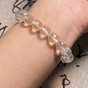 天然白水晶手链女款单圈时尚饰品礼物送女友闺蜜生日礼物128切面