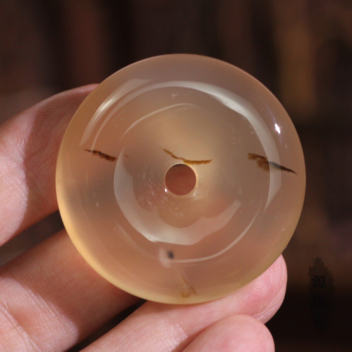 源饰界-天然玉髓高冰种果冻肉平安扣挂件大号平安吉祥吊坠无伤裂