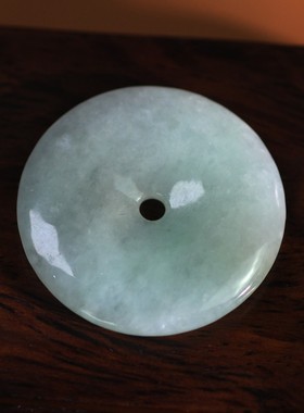 天然玉石缅甸翡翠A货糯种飘阳绿平安扣挂件吉祥吊坠男女款保平安