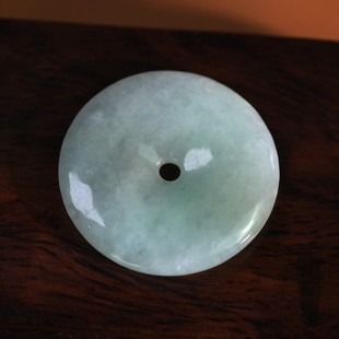 天然玉石缅甸翡翠A货糯种飘阳绿平安扣挂件吉祥吊坠男女款保平安