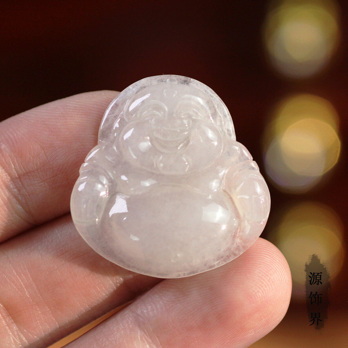 天然玉石缅甸A货翡翠白冰糯种佛公挂件女款锁骨项链吊坠挂件手雕