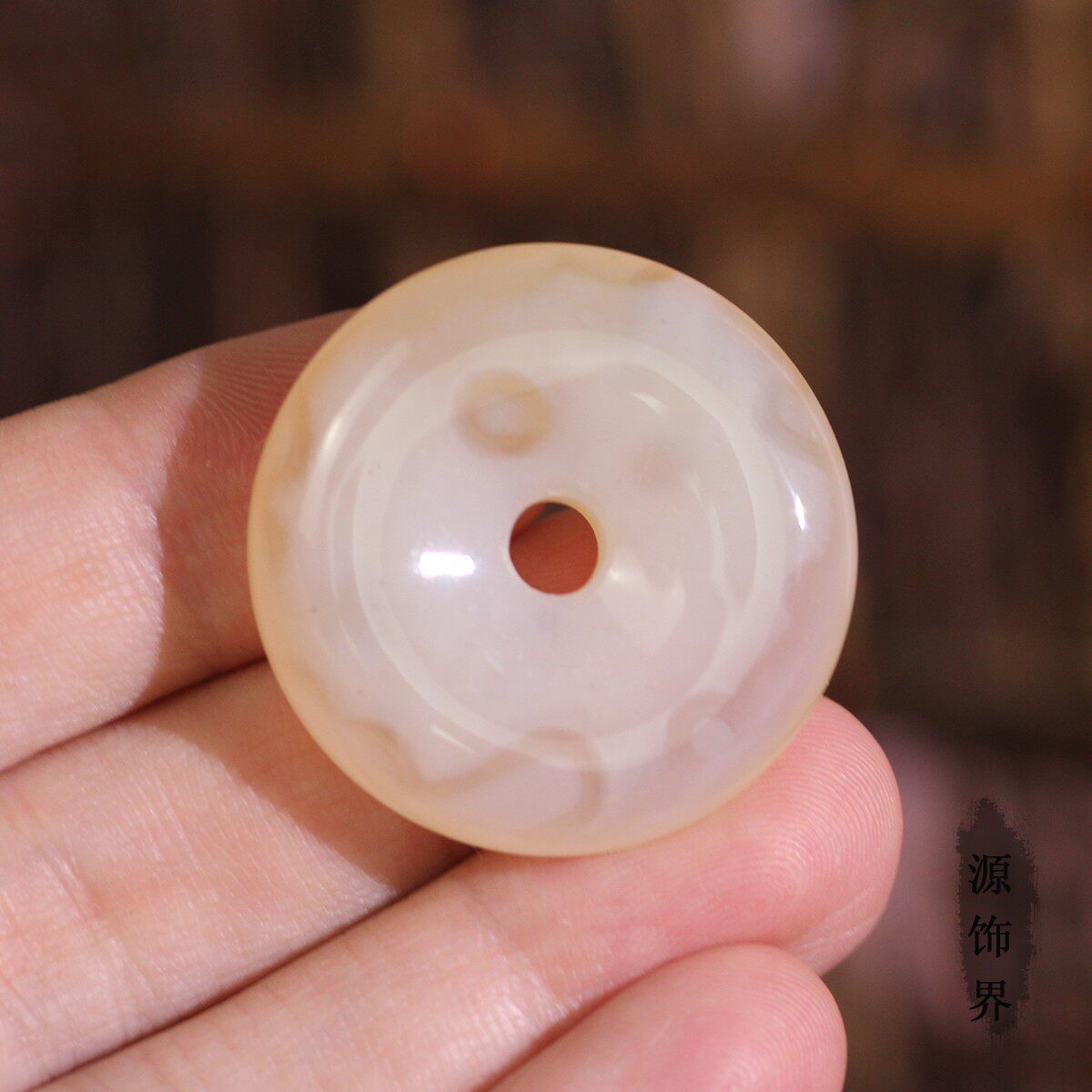 源饰界-天然玉石冰种玉髓平安扣挂件玉吊坠31.7mm男女款学生礼物