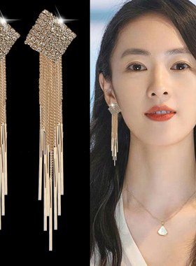 耳坠女法式新款韩国气质大耳环欧美夸张个性百搭长款流苏耳饰潮