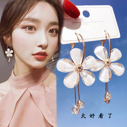 贝壳花朵耳环女2025新款爆款耳坠夸张圈圈法式耳钉气质高级感耳饰