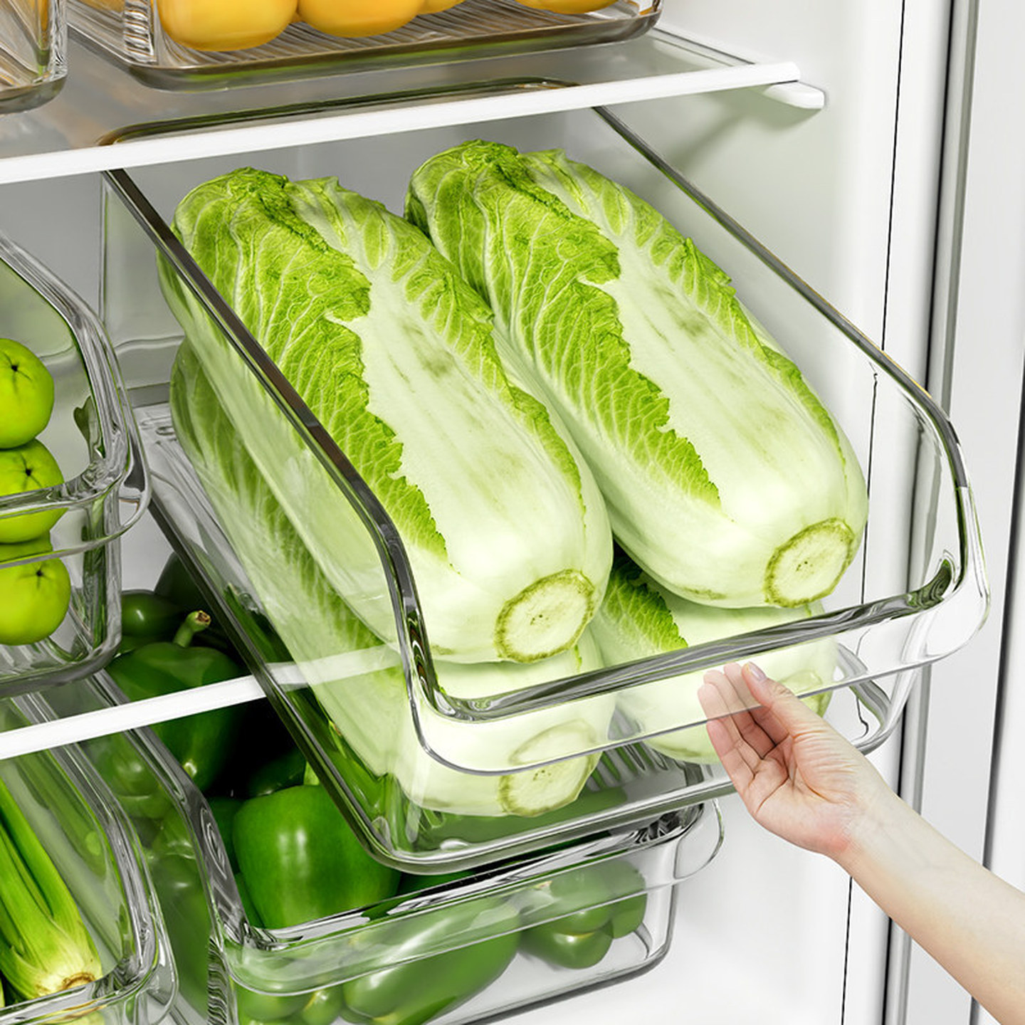 冰箱收纳盒抽屉式整理保鲜盒食品级厨房蔬菜鸡蛋冷冻储物牛奶神器