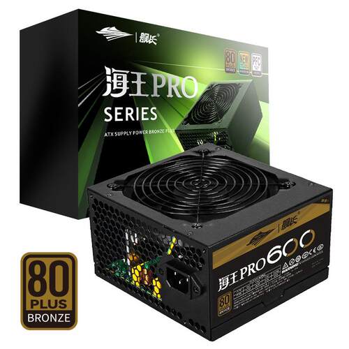 海王PRO600主动式PFC静音电脑电源额定500w双路3060 2060显卡