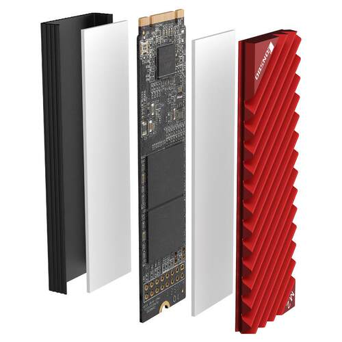 电脑固态硬盘金属散热片 M.2 2280 SSD导热铝片马甲被动式散热器