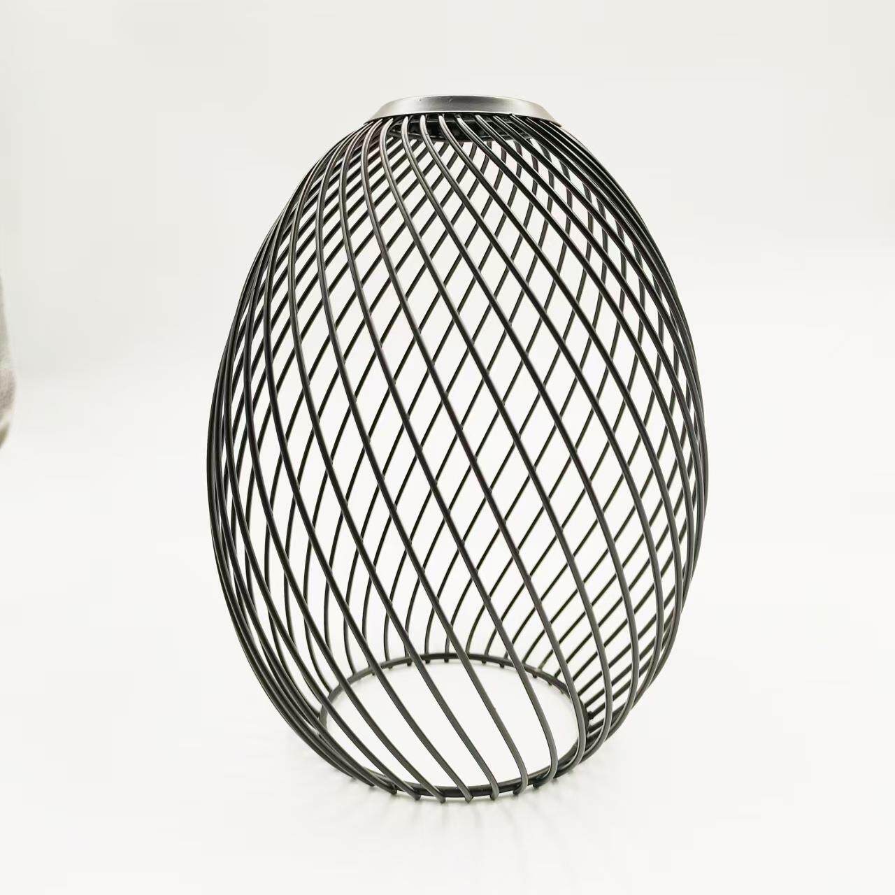 厂家直销螺旋纹铁线灯饰球形椭圆圆柱简易钮纹工业风灯罩外壳