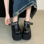 铆钉厚底坡跟松糕鞋 大码 子 女超高跟外穿凉拖鞋 增高11CM包头半拖鞋