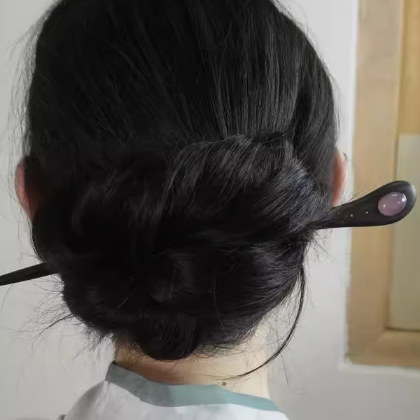 【玄烛】原创黑檀木发簪加长款簪子盘发头饰日常简约新中式镶嵌