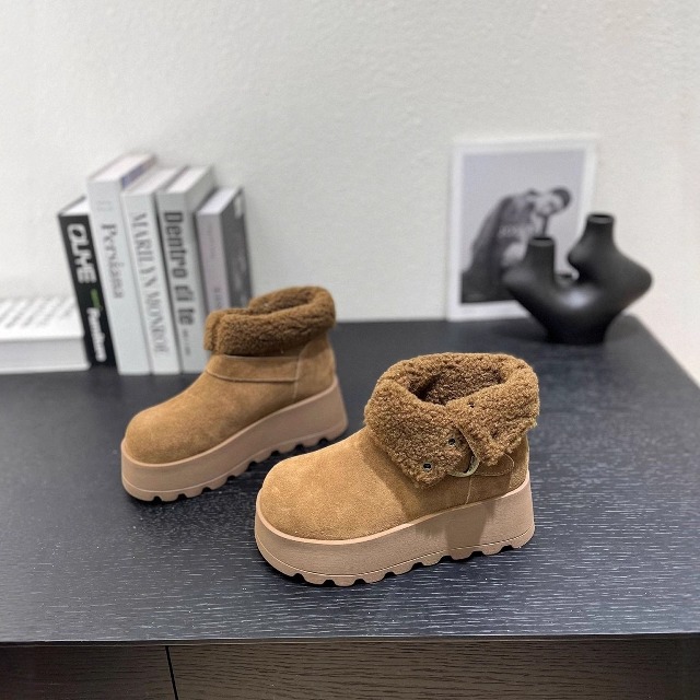 韩国磨砂皮搭扣加绒羊毛雪地靴