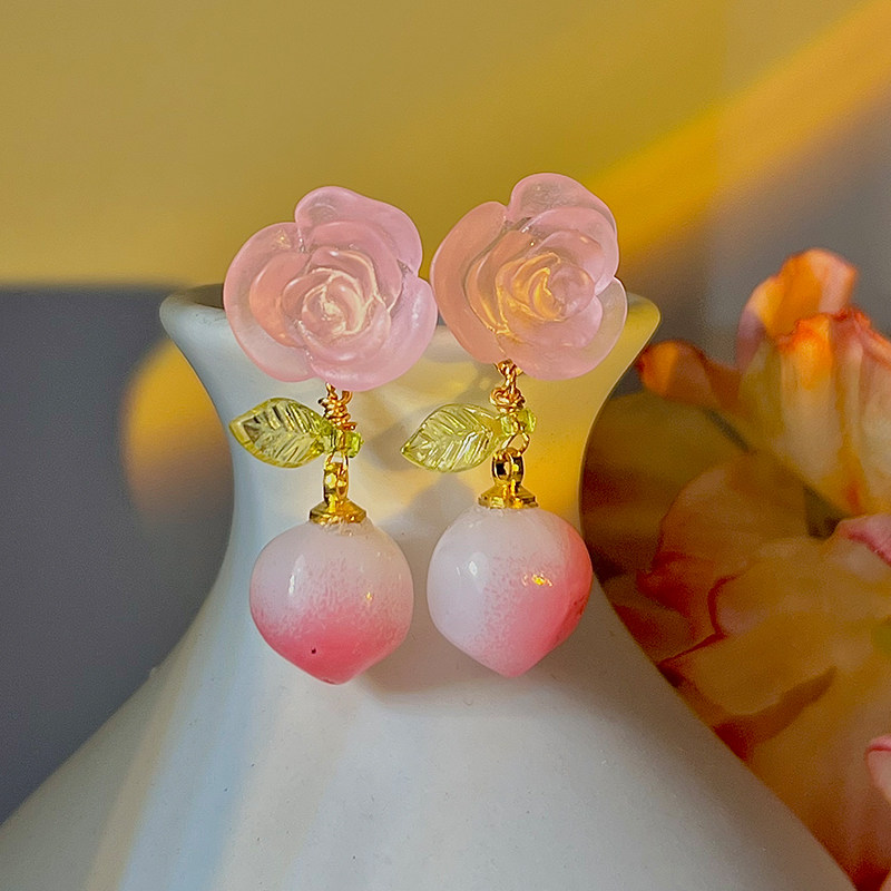 悦己原创||可爱少女甜美水果粉色水蜜桃耳饰女耳钉耳环无耳洞耳夹,饰品/流行首饰/时尚饰品新,耳钉,淘宝优惠券,粉丝福利购,淘宝优惠卷