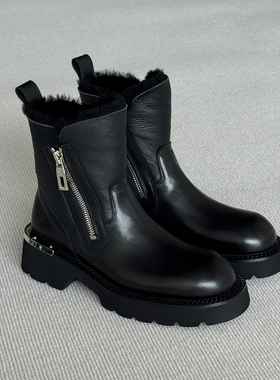 VIPlander厚底切尔西靴加绒保暖羊毛休闲潮流皮靴男秋冬154521