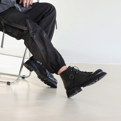 马丁靴短靴金属扣潮流男靴男鞋