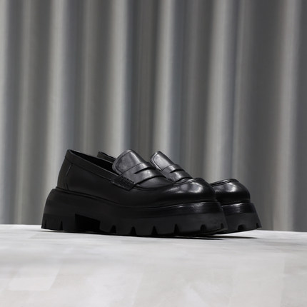 viplander厚底松糕底增高男鞋套脚一脚蹬乐福鞋皮鞋男鞋142703