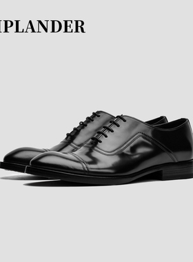 viplander 真皮男士商务正装夏季透气皮底婚鞋牛津手工英伦皮鞋