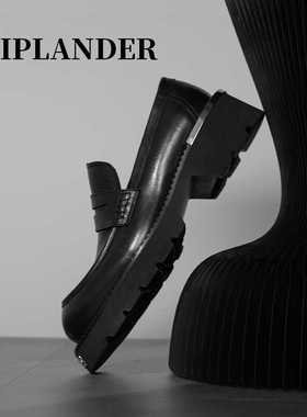 viplander休闲皮鞋男英伦风厚底通勤增高乐福鞋一脚蹬男夏149003