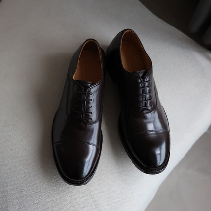 viplander 手工皮鞋商务正装棕色复古英伦圆头牛津鞋皮鞋男秋季