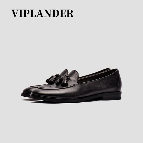 viplander胎牛休闲一脚蹬皮鞋