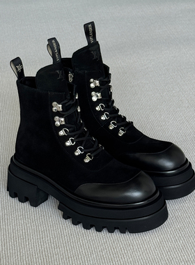 VIPlander厚底马丁靴反绒皮拼接休闲潮流通勤皮靴男冬季154519