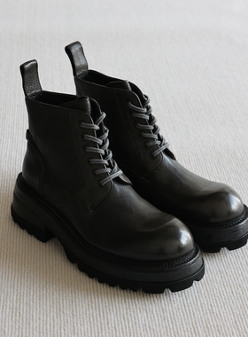 VIPlander厚底马丁靴男冬季商务休闲真皮系带增高英伦短靴166331