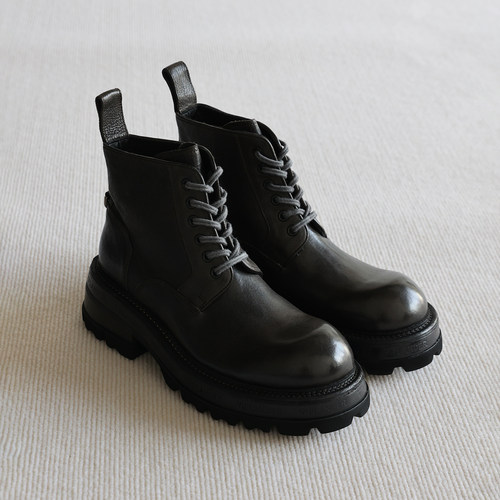 VIPlander真皮厚底增高马丁靴