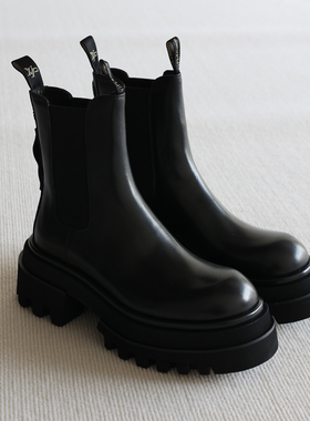 VIPlander潮流厚底皮靴真皮设计师款增高切尔西靴男冬季154516