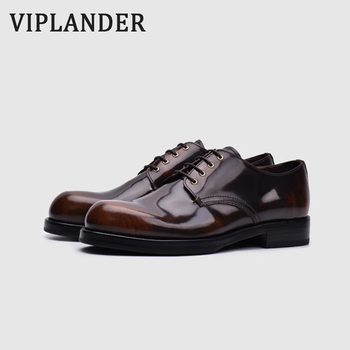 手工开边珠光面休闲风德比皮鞋