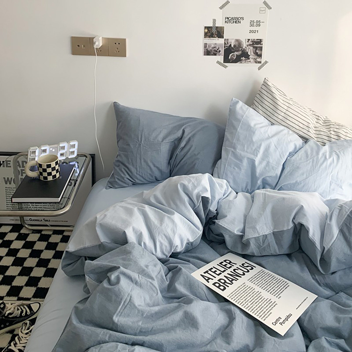 ins床上用品四件套纯棉全棉床单被罩被套床笠学生宿舍单人三件套4