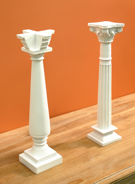 北欧树脂罗马柱烛台立柱摆件雕塑橱窗样板房迷你拍摄道具软装饰品