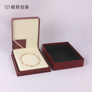高档红色斜格纹珍珠项链盒子珠宝饰品盒送母亲节礼盒定制收纳包邮