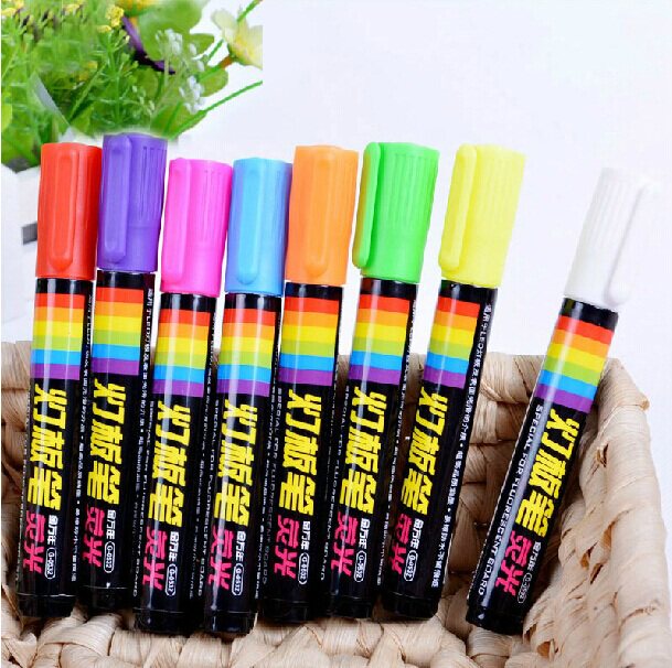 包邮金万年磁性黑板电子黑板荧光笔 LED书写笔儿童绘画笔一套8色