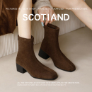 真皮时尚短靴秋冬单靴百搭女鞋软面软底粗跟防滑马丁靴方头瘦瘦靴