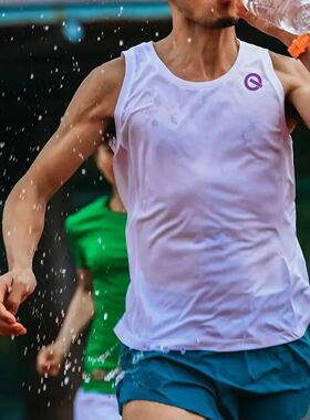 QG轻功体育运动跑步背心男女比赛竞技田径马拉松速干网眼潮