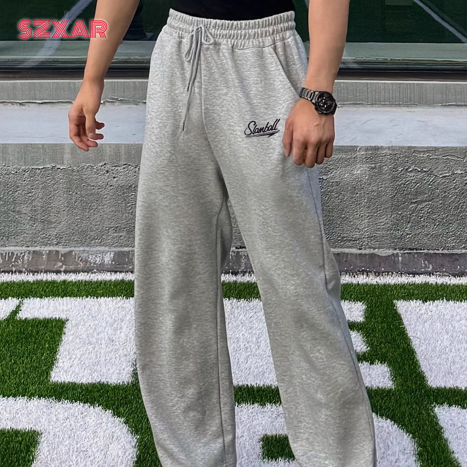 SLAMBALL垂感灰色卫裤高级感立体剪裁显高健身直筒运动裤